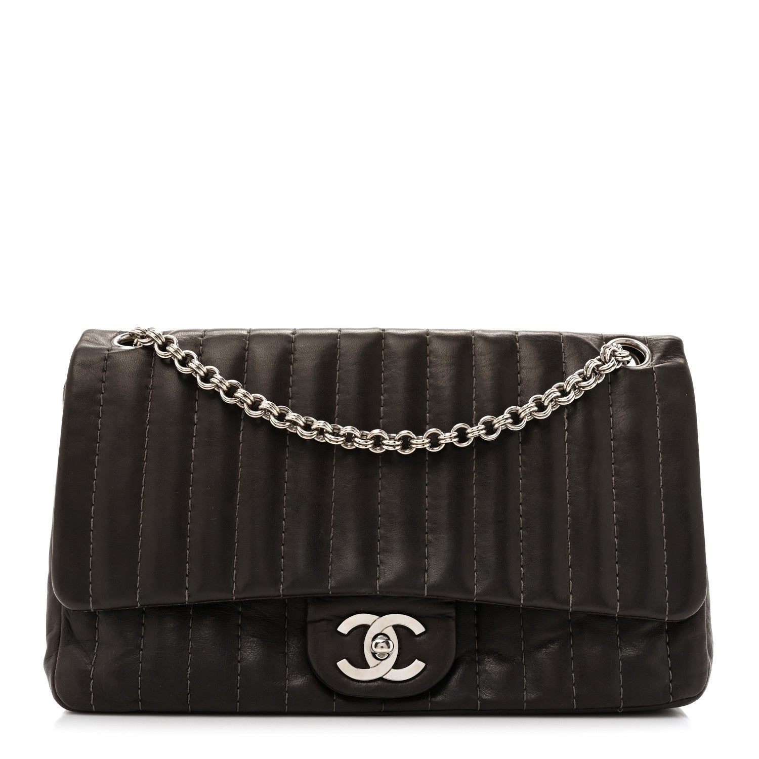 Chanel Lambskin Vertical Quilted Medium Single Flap Brown 1 of 14