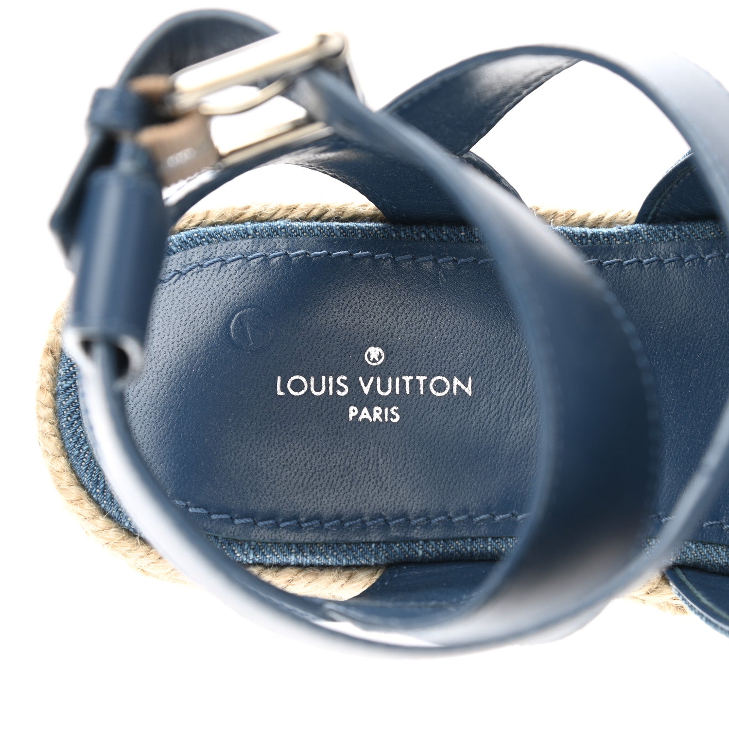 Louis Vuitton Monogram Denim Starboard Espadrille Flat Sandal 38 Blue 7 of 8