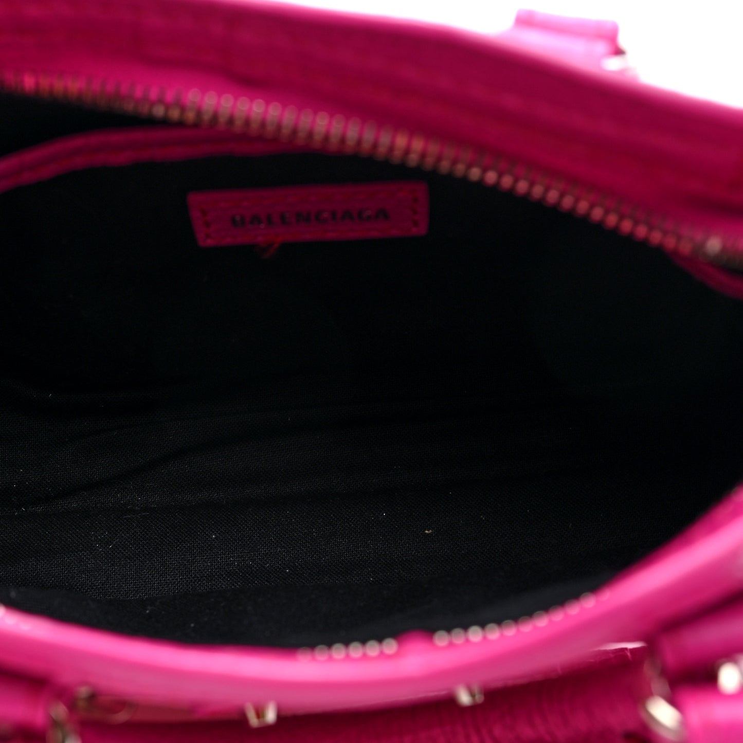Agneau Classic Silver Hardware Nano City Fuchsia