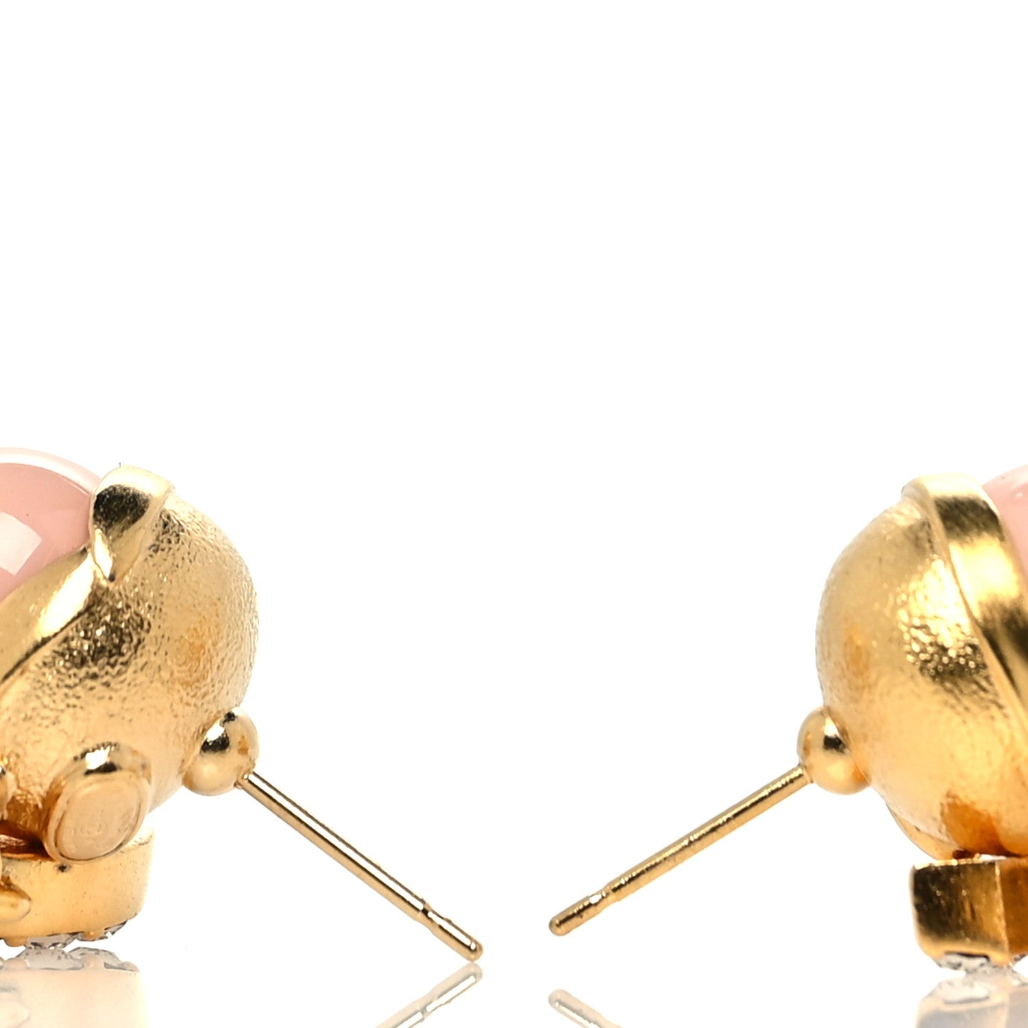 Chanel Crystal Pearl CC Drop Earrings Pink Gold 3 of 5