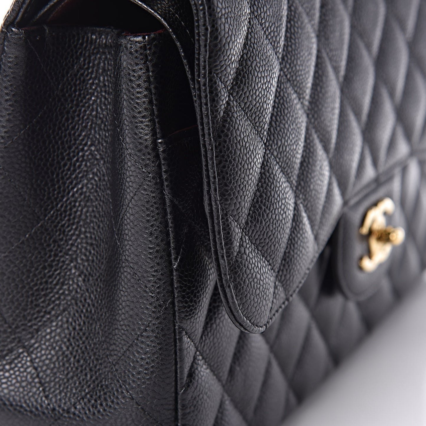 Caviar Quilted Jumbo Double Flap Black