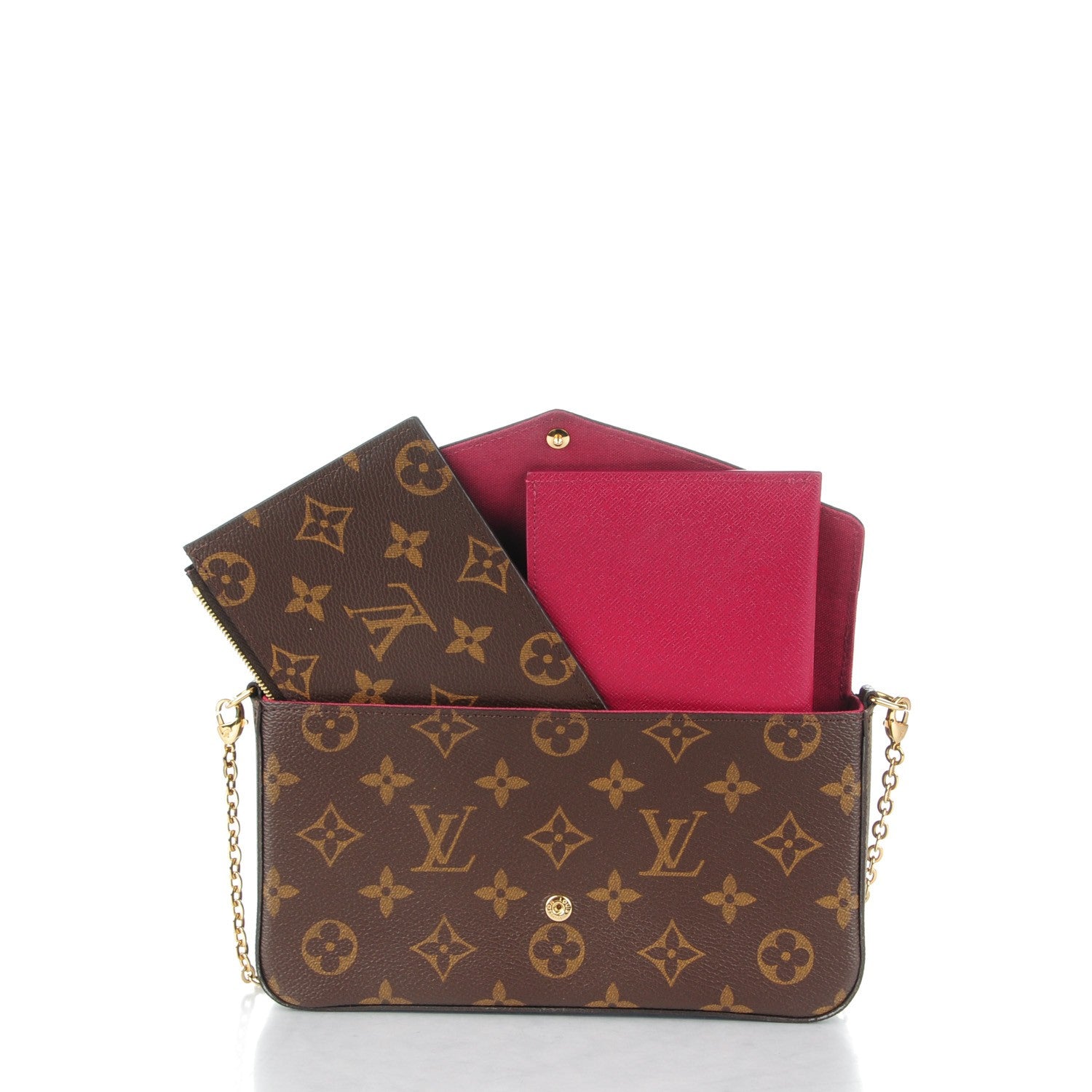 Louis Vuitton Monogram Pochette Felicie Chain Wallet Fuchsia 6 of 8