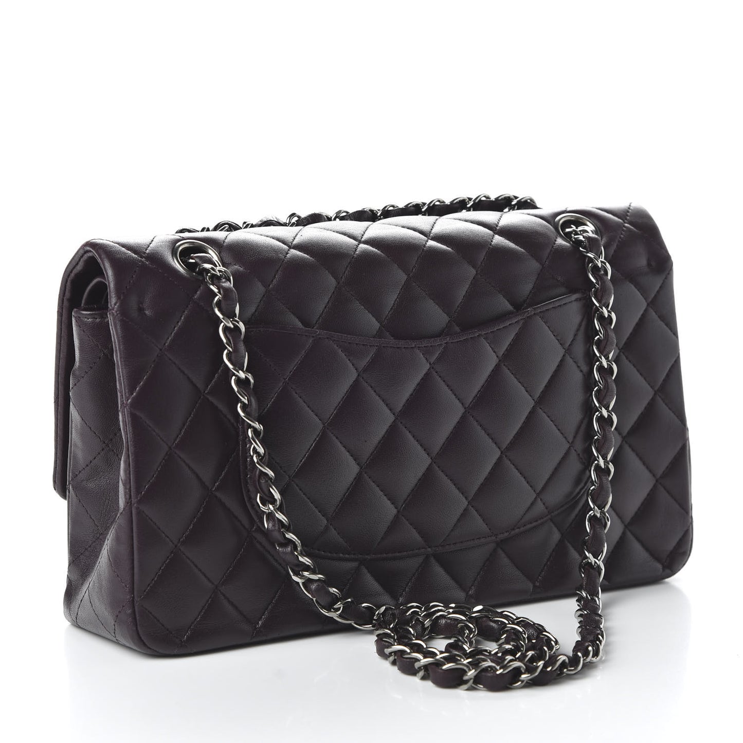 Lambskin Quilted Medium Double Flap Purple