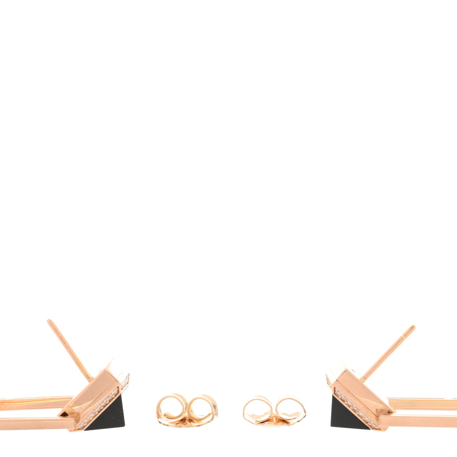 Roberto Coin 18K Rose Gold Diamond Black Jade Square Drop Earrings 3 of 4