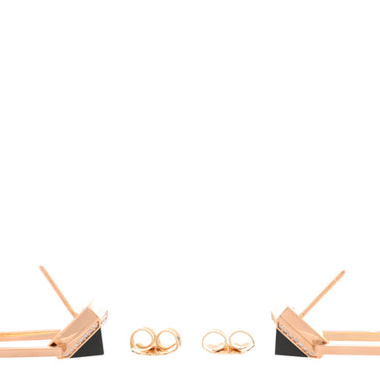 Roberto Coin 18K Rose Gold Diamond Black Jade Square Drop Earrings 3 of 4