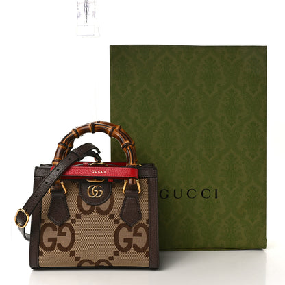 Gucci Monogram Jumbo GG Textured Dollar Calfskin Mini Diana Tote Bag Camel Ebony New Acero Pomegranate Red 9 of 9