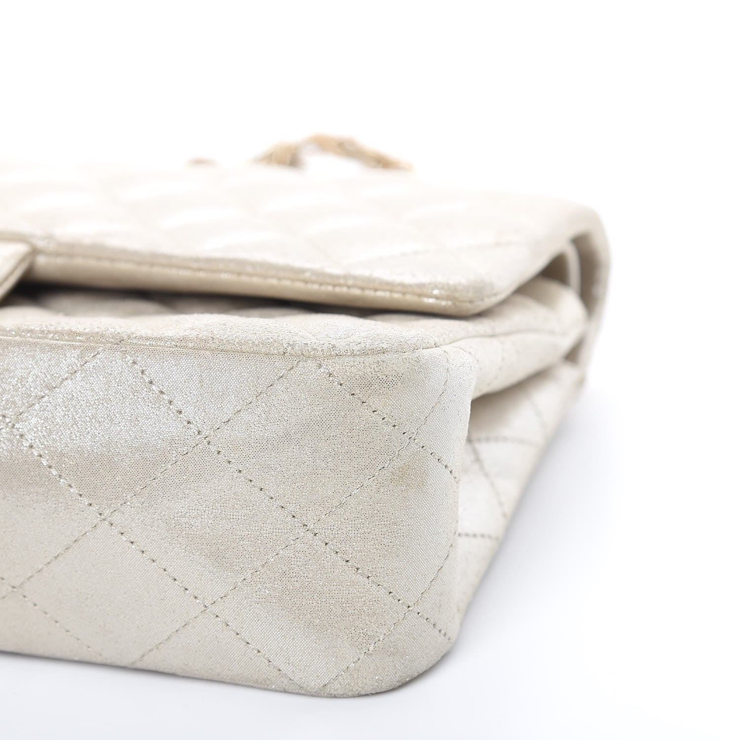 Chanel Iridescent Calfskin Medium Double Flap Light Gold 9 of 17