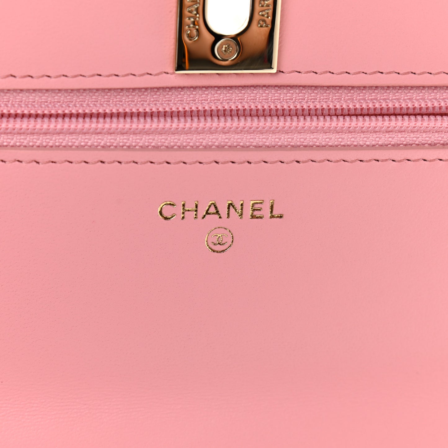 Lambskin Quilted Trendy CC Wallet On Chain WOC Pink