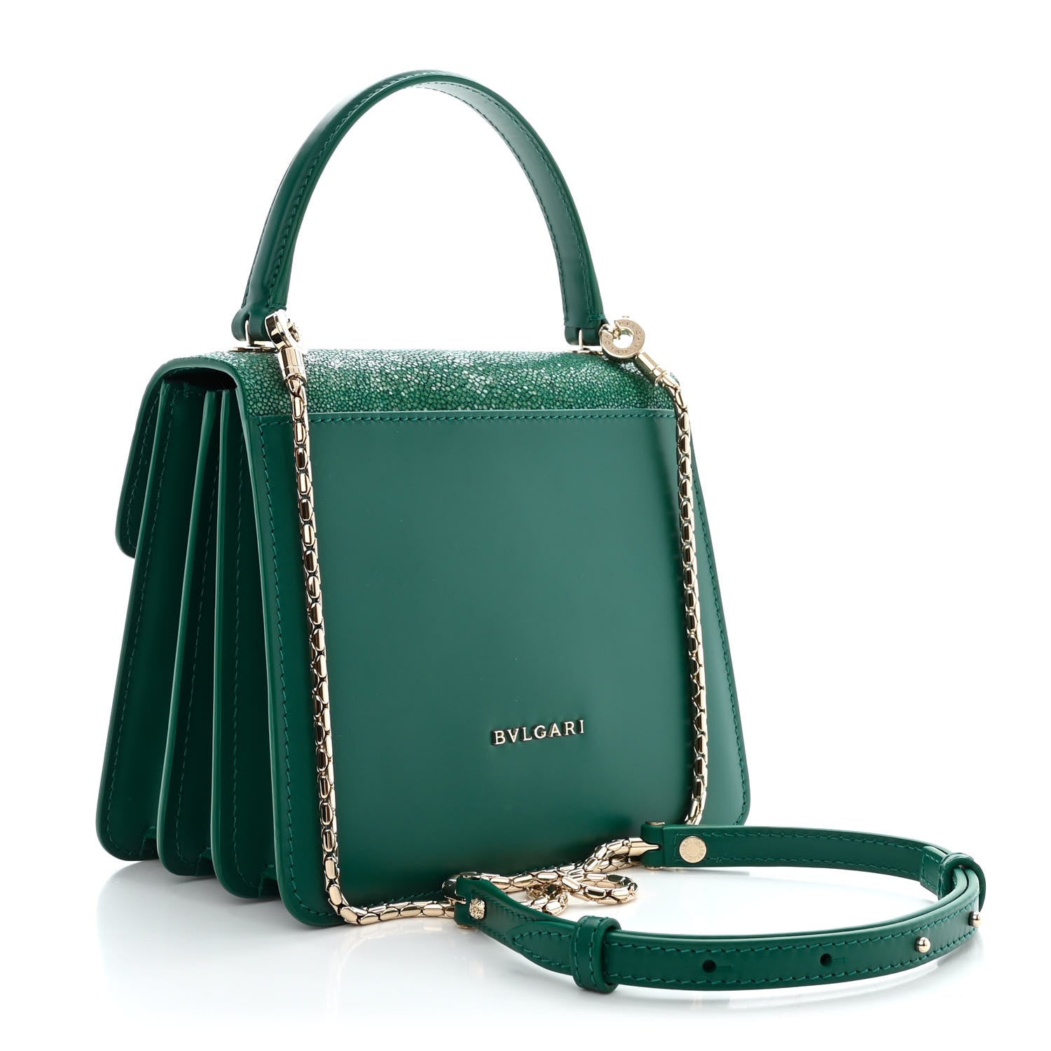 Bulgari Calfskin Galuchat Serpenti Forever Crossbody Emerald Green 4 of 10