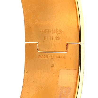 Hermes Enamel Printed Wide Couvertures et Tenues de Jour Clic Clac H Bracelet PM Orange Bleu 4 of 4