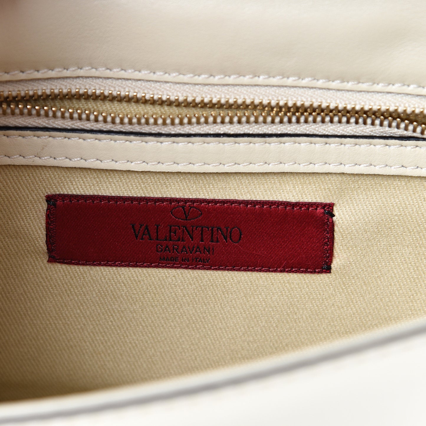 Vitello Small Glam Lock Rockstud Flap Ivory