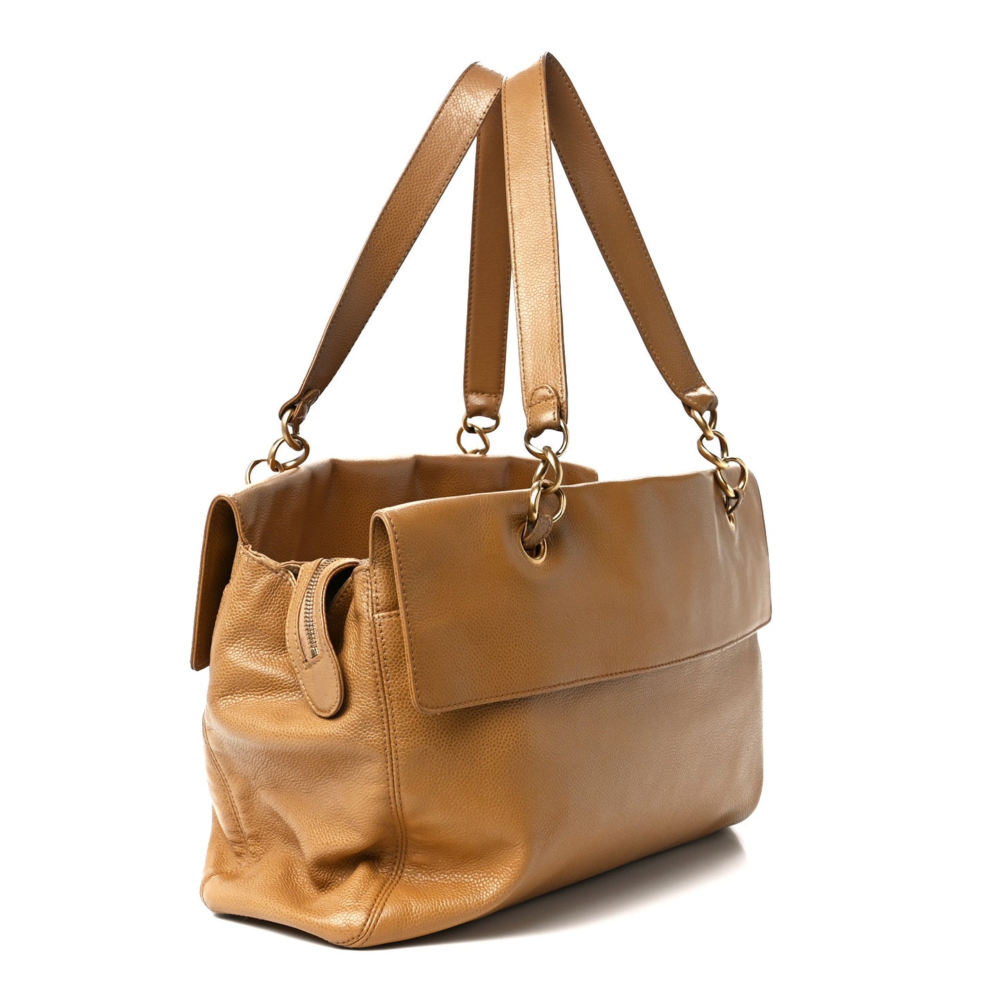 Caviar Flap Shoulder Bag Beige