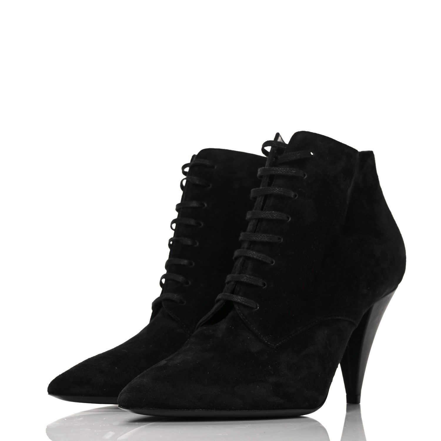 Saint Laurent Suede Kiki Lace-Up Ankle Boot 38 Black 3 of 9
