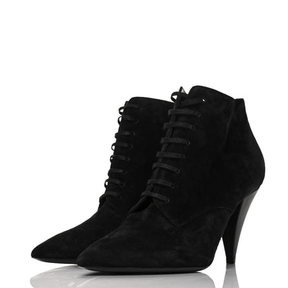 Saint Laurent Suede Kiki Lace-Up Ankle Boot 38 Black 3 of 9