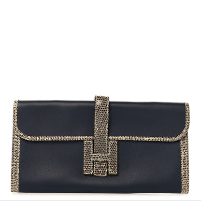 Hermes Swift Lizard Jige Elan Touch 29 Clutch Bleu Nuit Ombre 1 of 7