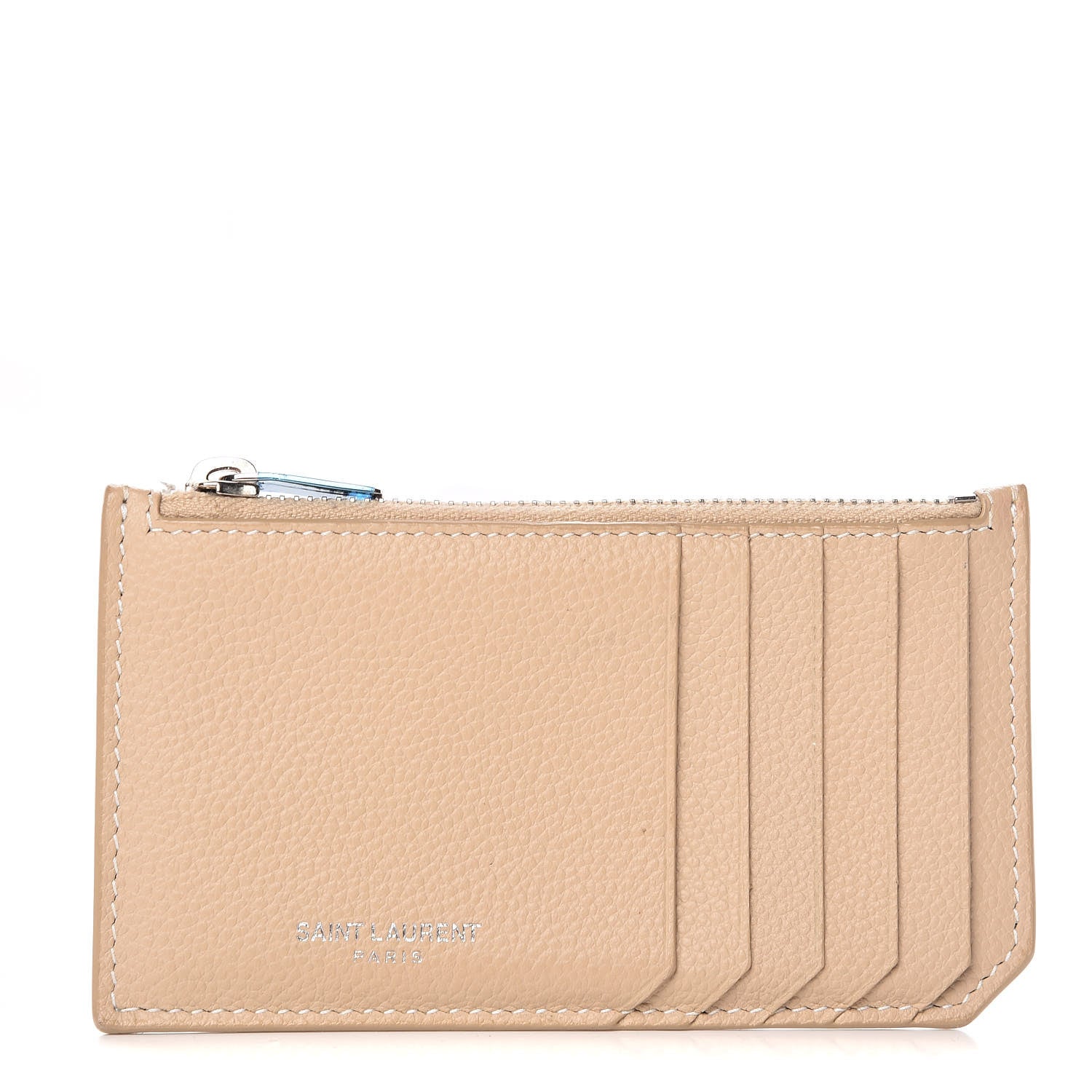 Saint Laurent Grained Calfskin 5 Fragments Zip Pouch Card Holder Nude 1 of 6