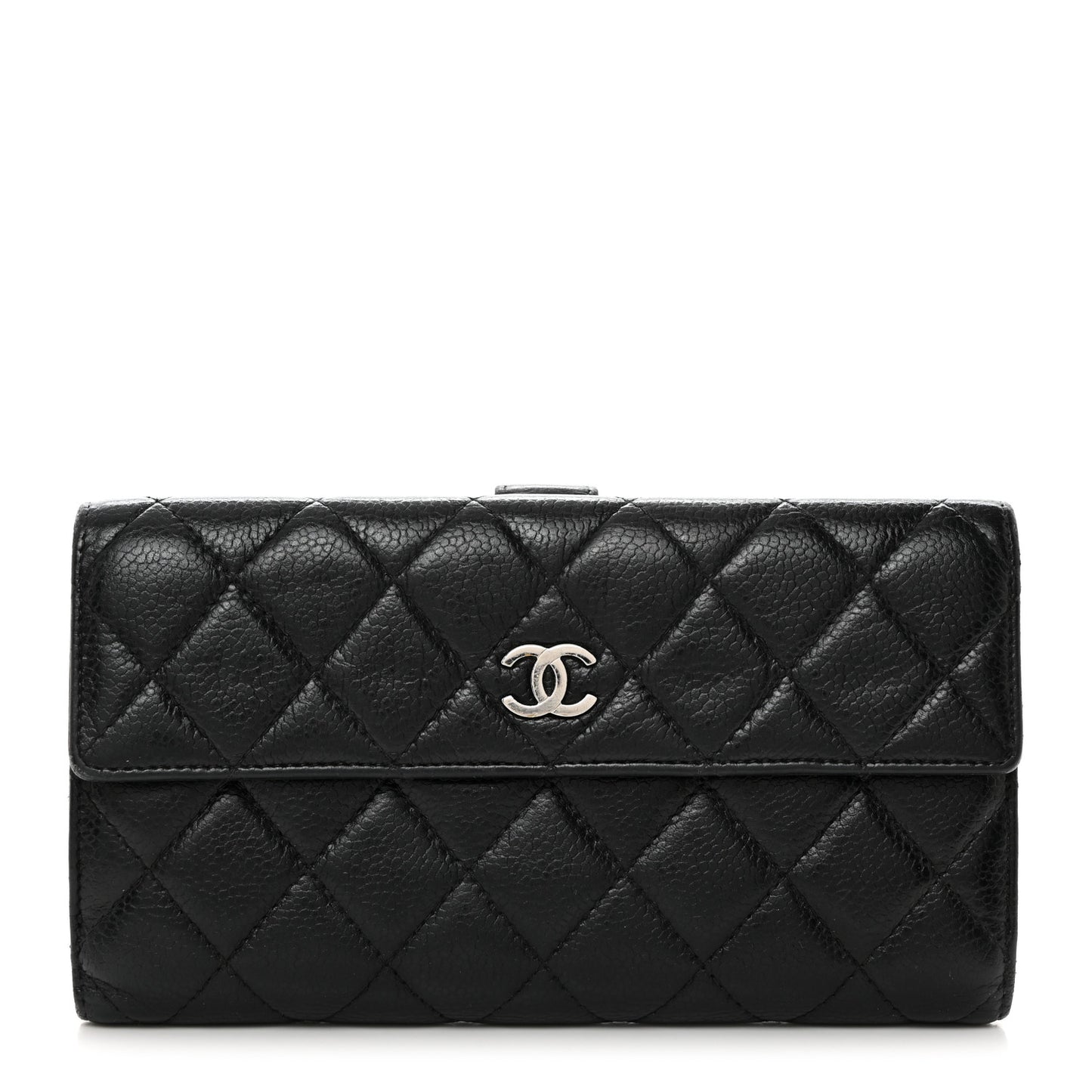 Caviar Quilted CC Long Double Wallet Black