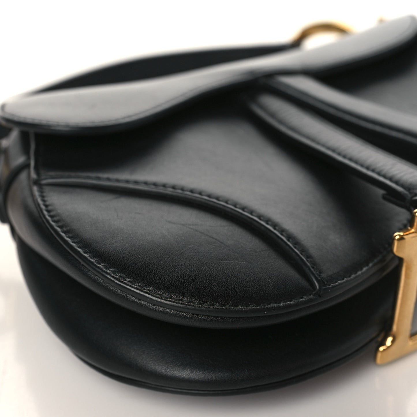 Calfskin Mini Saddle Bag Black