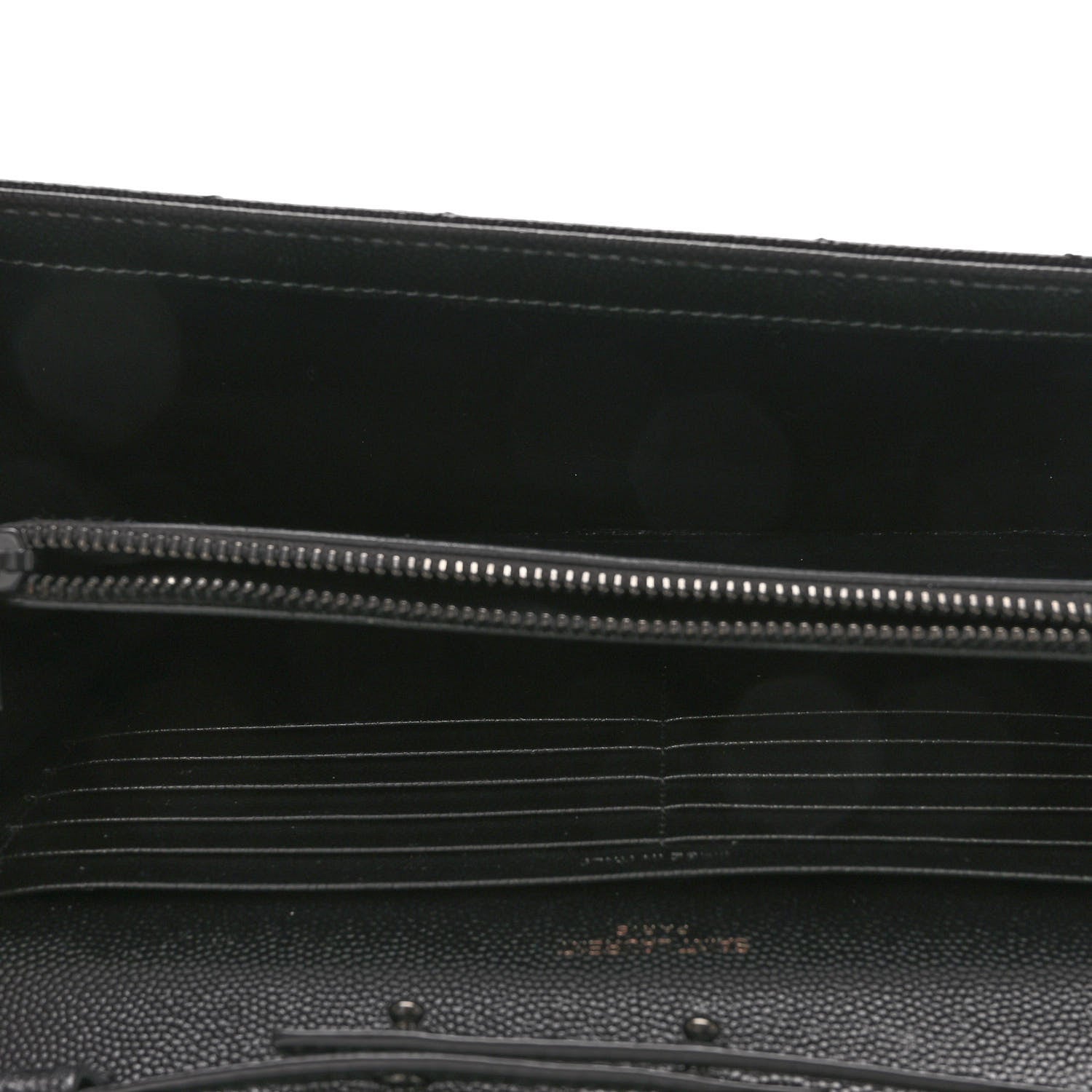 Saint Laurent Grain De Poudre Matelasse Chevron Monogram Monochrome Envelope Chain Wallet Black 5 of 11
