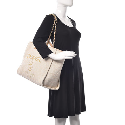 Chanel Woven Straw Raffia Large Deauville Tote Light Beige 2 of 10