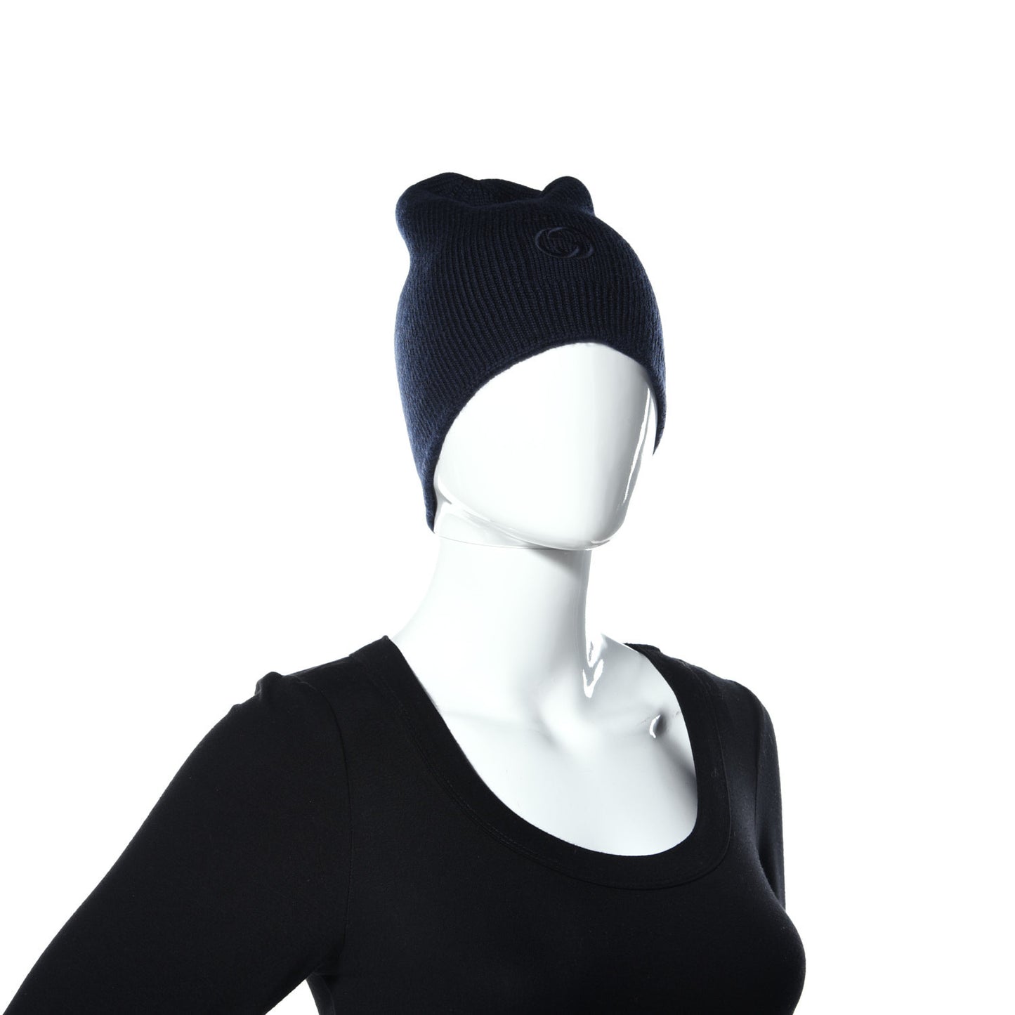 Wool Tricot Interlocking G Simple GG Beanie Hat M Midnight Blue