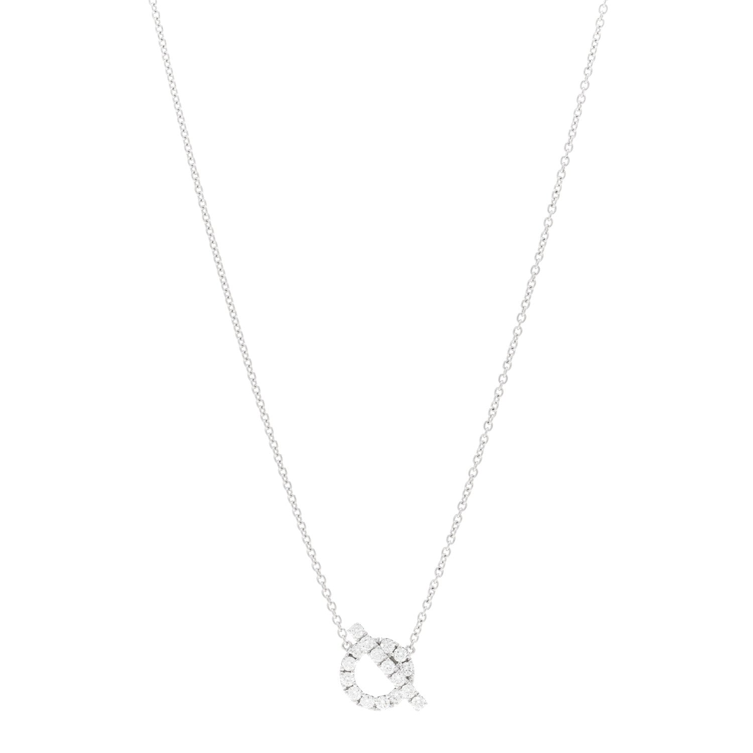 Hermes 18K White Gold Diamond Finesse Pendant Necklace 1 of 5