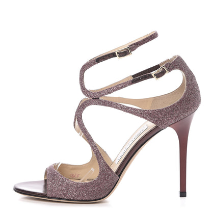 Jimmy Choo Glitter Lang Sandals 39 Wine 1 of 10