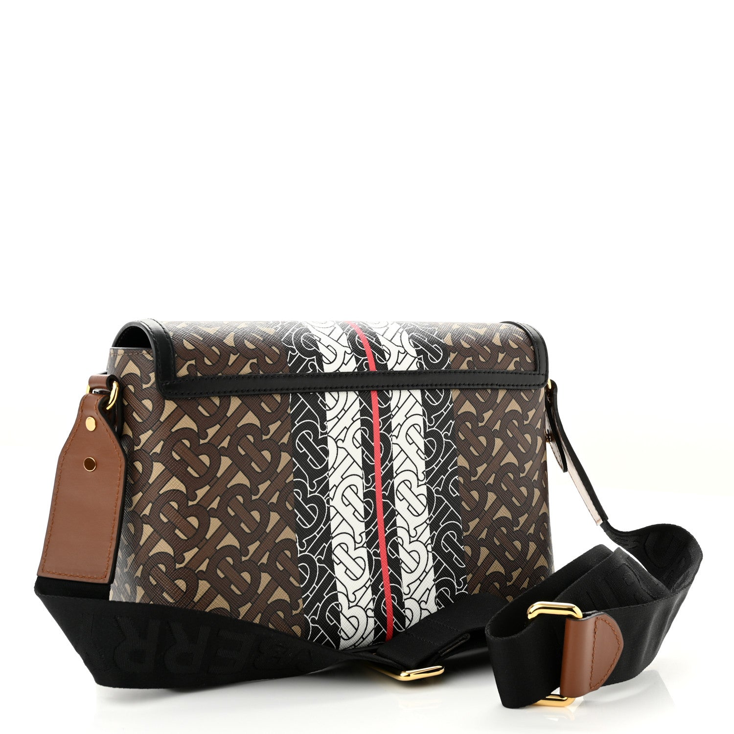 Burberry E-Canvas Monogram Stripe Note Crossbody Bag Bridle Brown 3 of 10