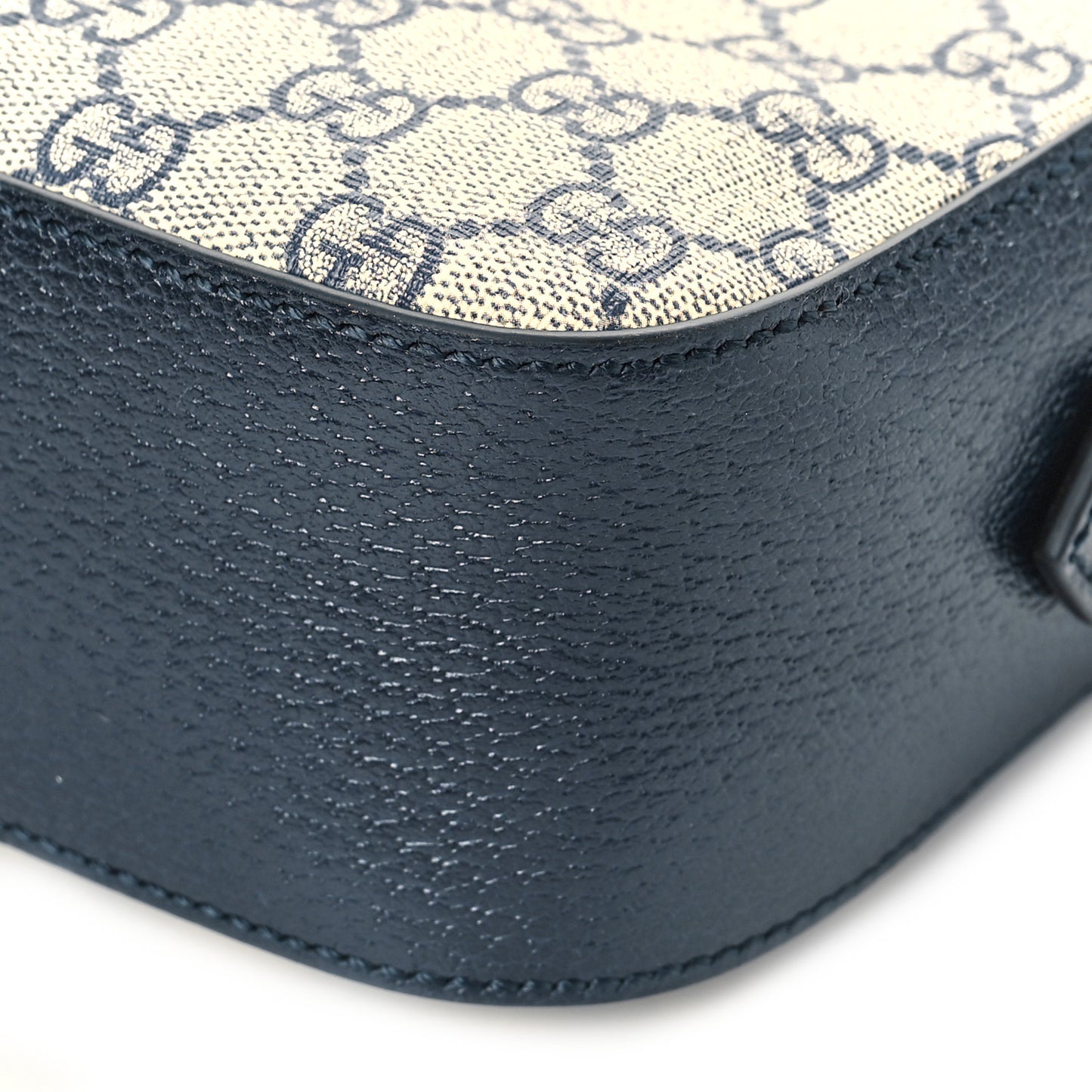 GG Supreme Monogram Textured Dollar Calfskin Web Small Ophidia Camera Bag Beige Blue