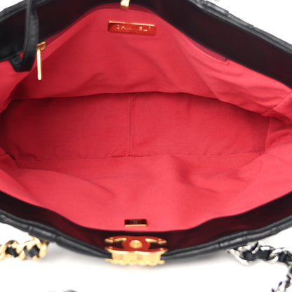 Chanel Lambskin Quilted Chanel 19 East West Shopping Bag Black 5 of 11