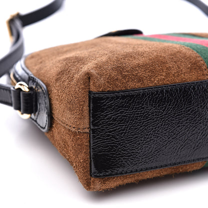 Gucci Suede Patent Web Small Ophidia Dome Shoulder Bag Nocciola Black 8 of 9