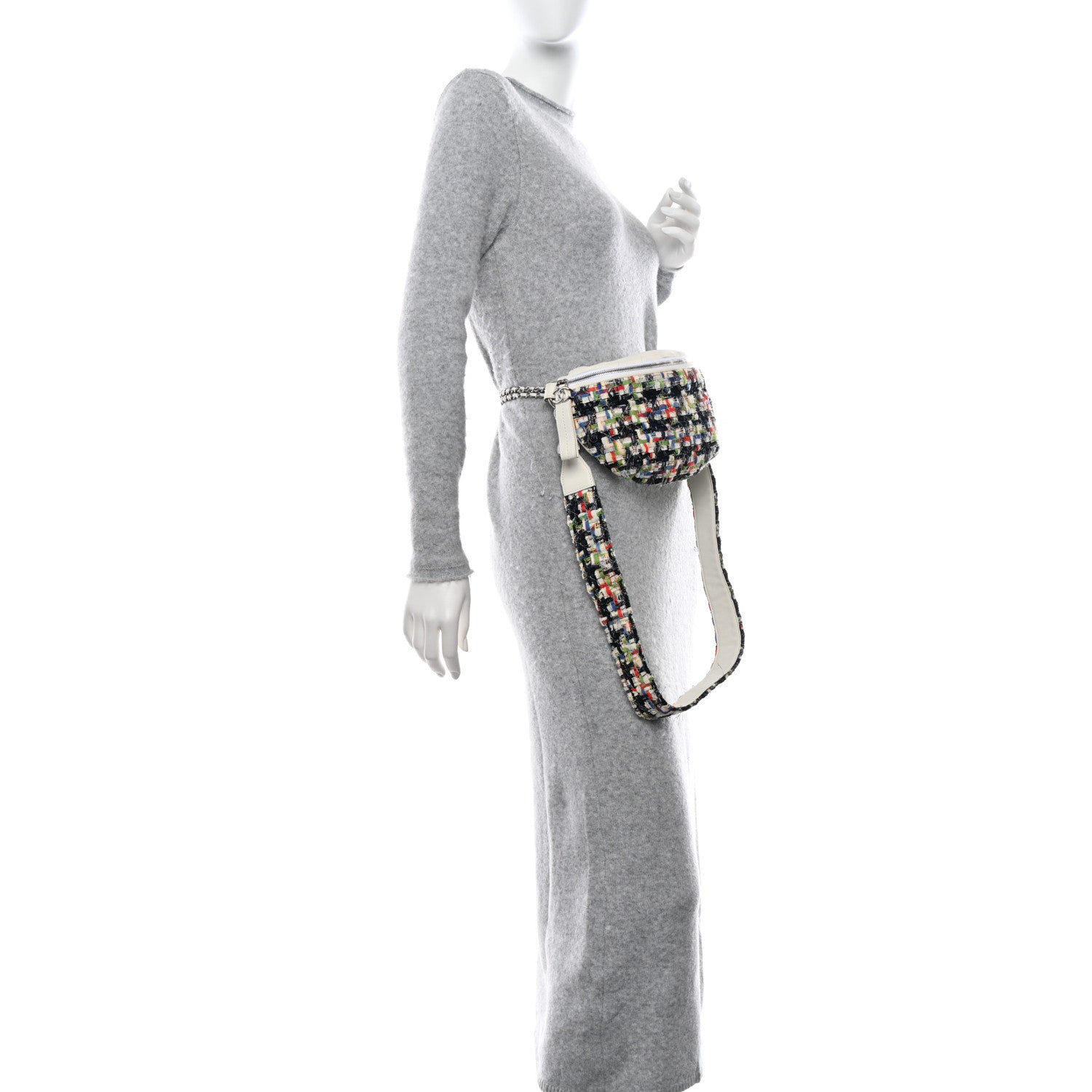 Chanel Lambskin Tweed Waist Bag Ecru Red Blue 2 of 13