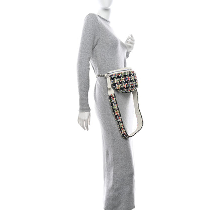 Chanel Lambskin Tweed Waist Bag Ecru Red Blue 2 of 13