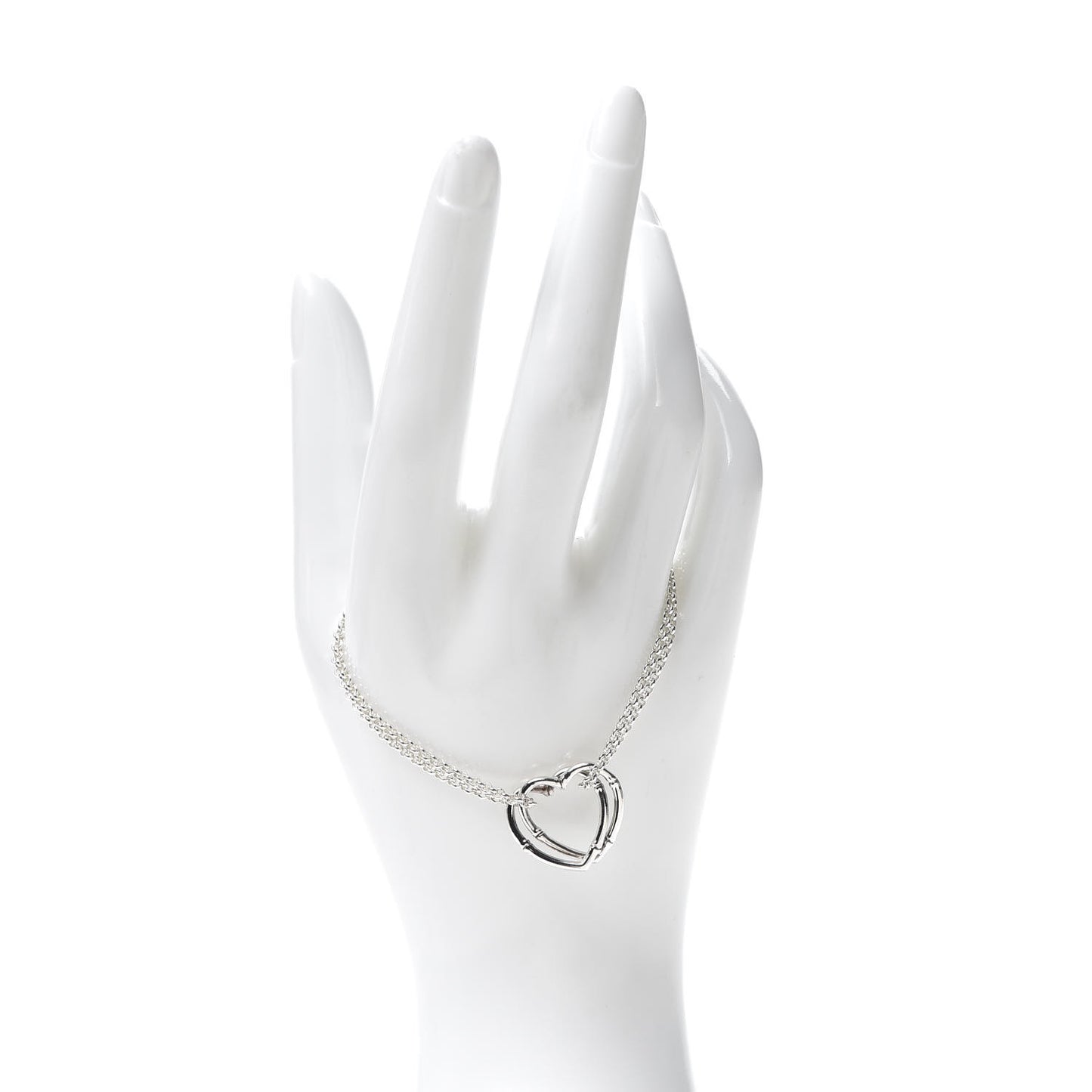Sterling Silver Bamboo Interlocking Hearts Bracelet