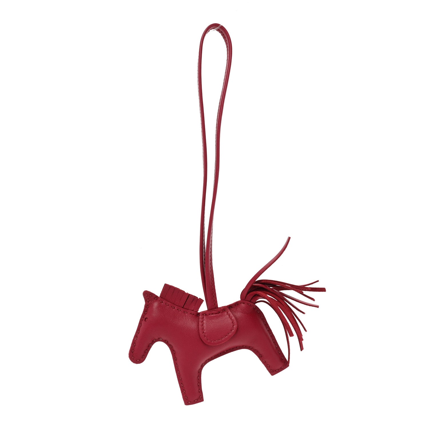 Hermes Milo Lambskin Grigri Rodeo Horse Bag Charm PM Rubis 1 of 4