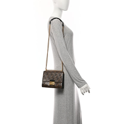 Fendi Vitello Liberty Bi-Color FF 1974 Embossed Small Kan U Shoulder Bag Maya Black 2 of 11