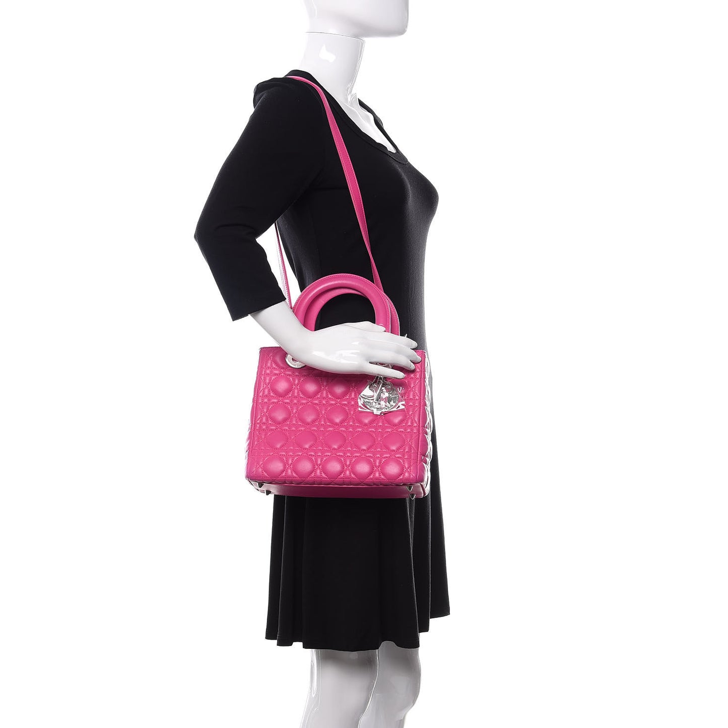 Lambskin Cannage Medium Lady Dior Pink