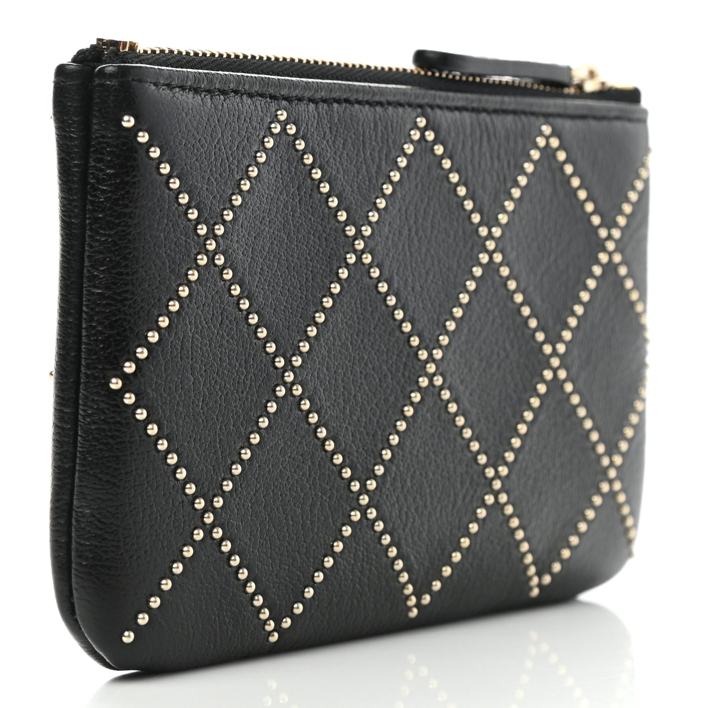 Shiny Lambskin Studded Rock The Diamond CC Small Cosmetic Case Black