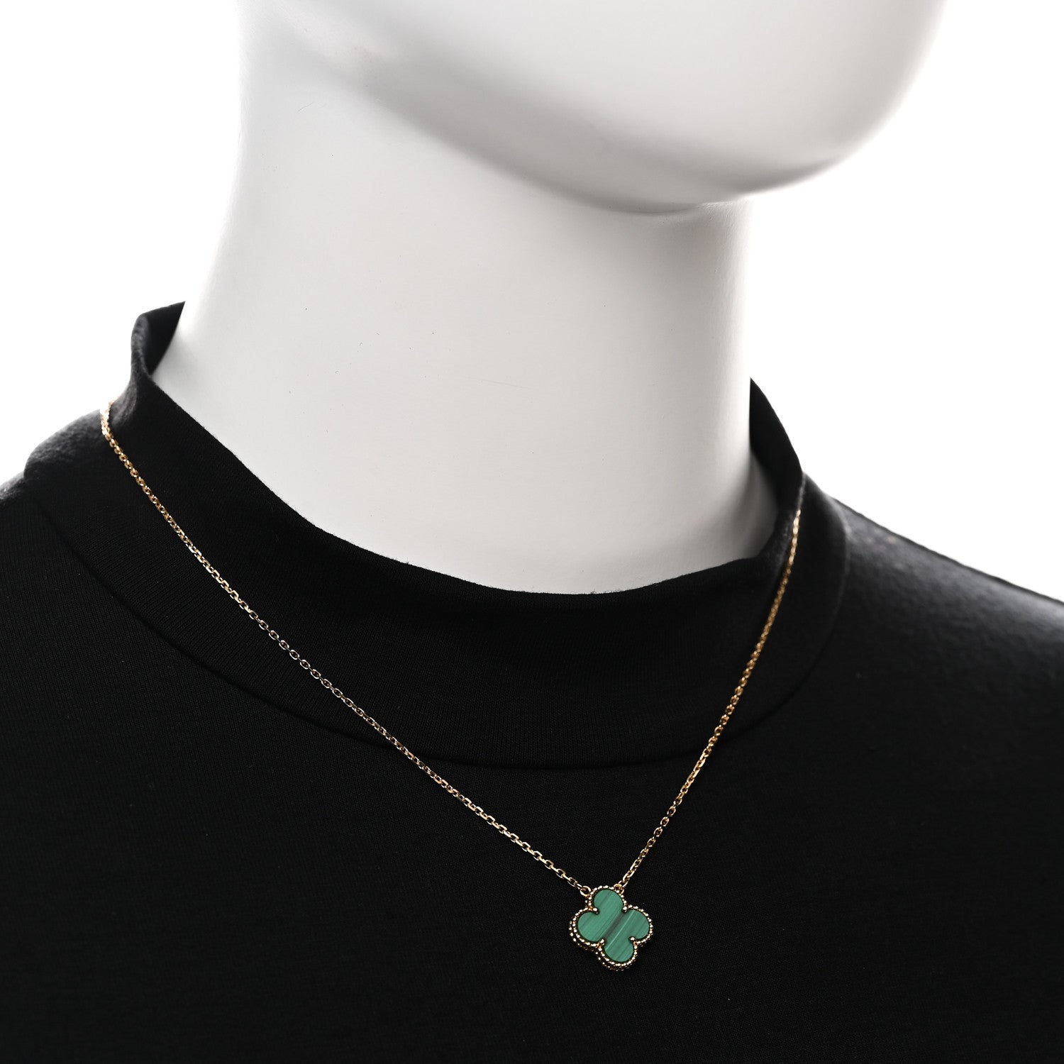 Van Cleef & Arpels 18K Yellow Gold Malachite Vintage Alhambra Pendant Necklace 2 of 6