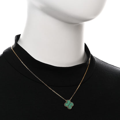 Van Cleef & Arpels 18K Yellow Gold Malachite Vintage Alhambra Pendant Necklace 2 of 6