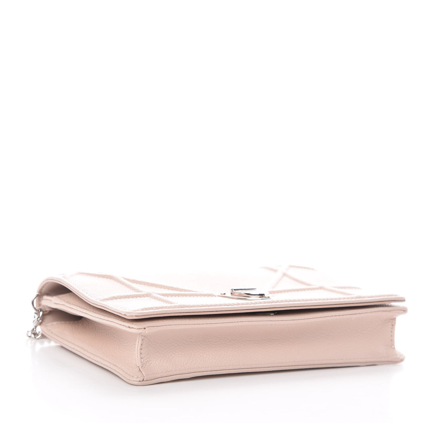 Grained Calfskin Diorama Wallet on Chain Pouch Nude