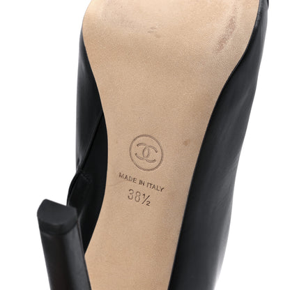 Chanel Calfskin Cap Toe CC Short Boots 38.5 Black 6 of 8