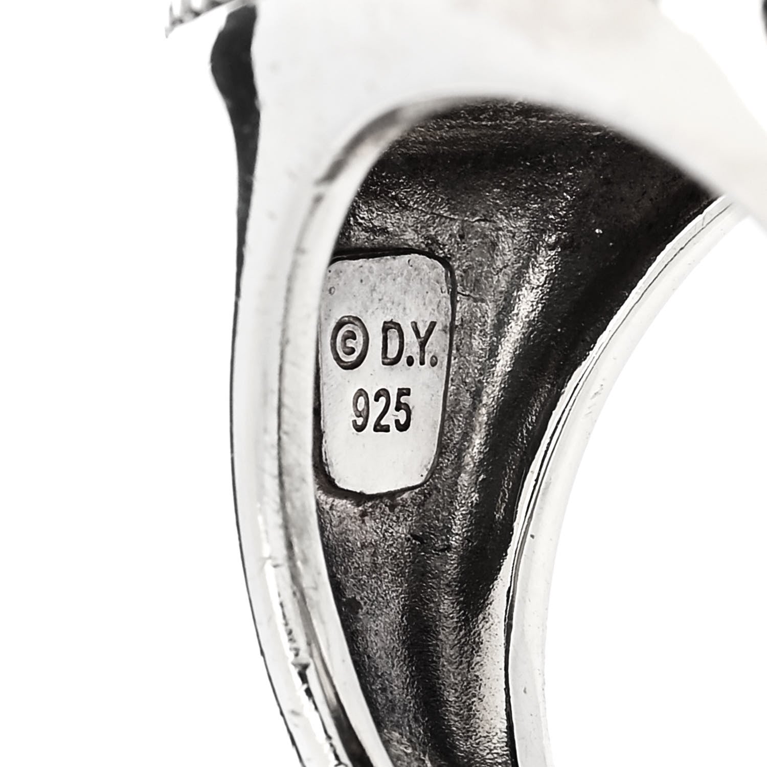 David Yurman Sterling Silver Diamond Black Onyx Signature Oval Ring 54 7 5 of 6