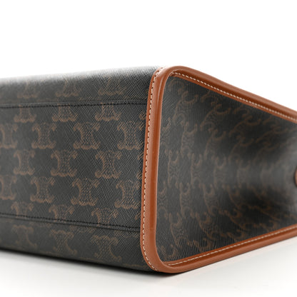 Celine Triomphe Canvas Calfskin Mini Horizontal Cabas Tan 9 of 9