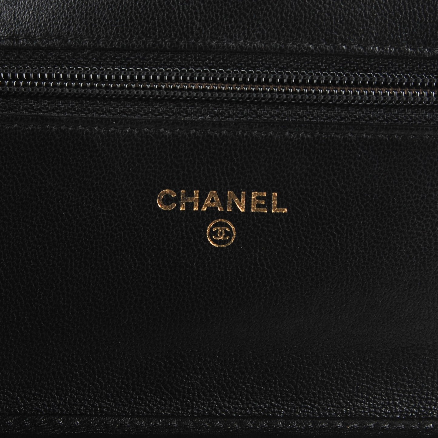 Lambskin Camellia Embossed Wallet on Chain WOC Black