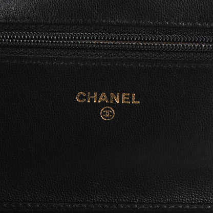 Chanel Lambskin Camellia Embossed Wallet on Chain WOC Black 6 of 8