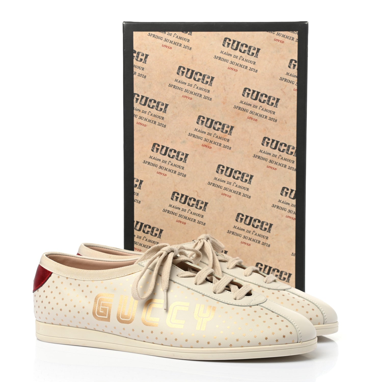 Gucci X SEGA Calfskin GUCCY Stars Womens Falacer Sneakers 42 White 8 of 8