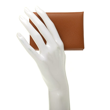 Hermes Epsom Calvi Duo Card Case Gold 2 of 8