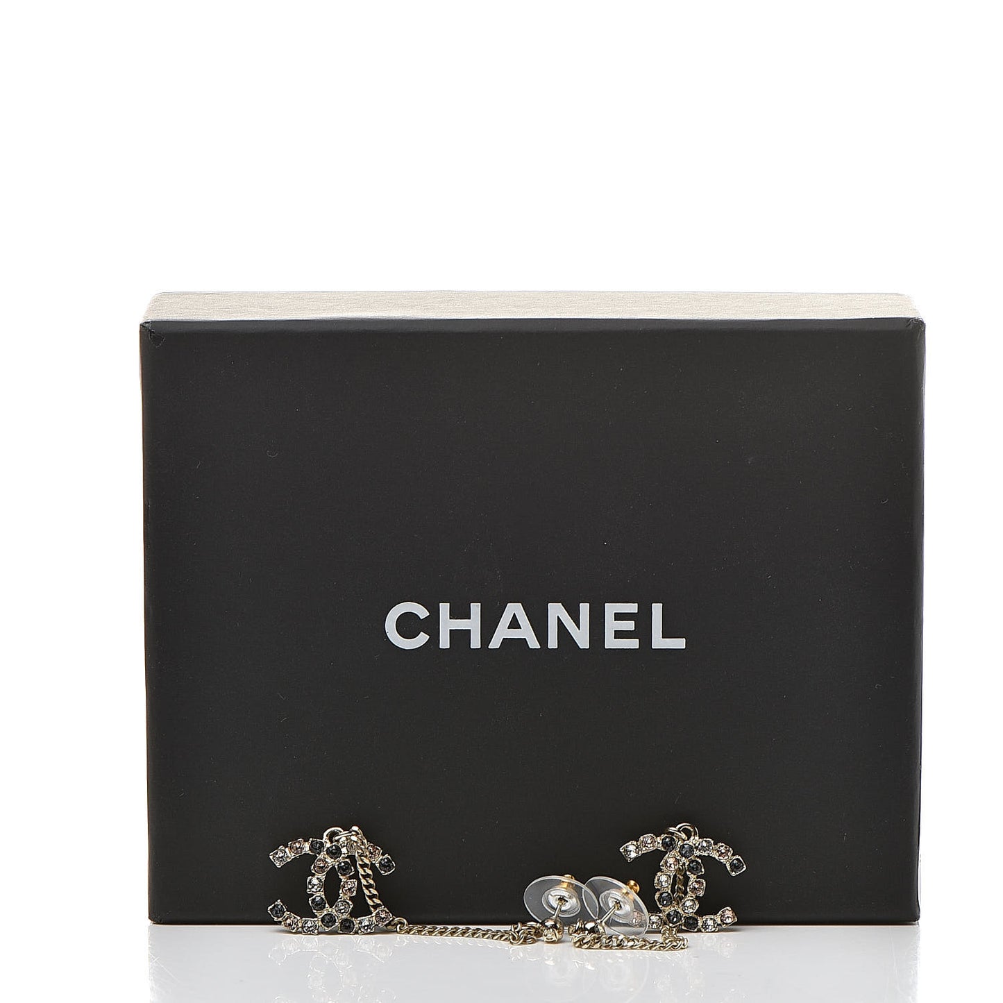 Crystal CC Drop Earrings Pink Grey Gold