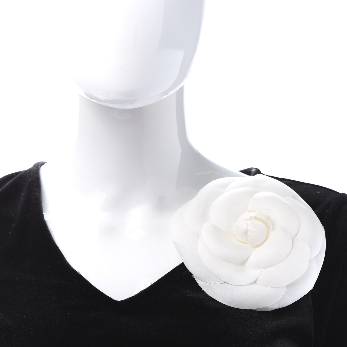Silk Taffeta Camellia Brooch Pin White
